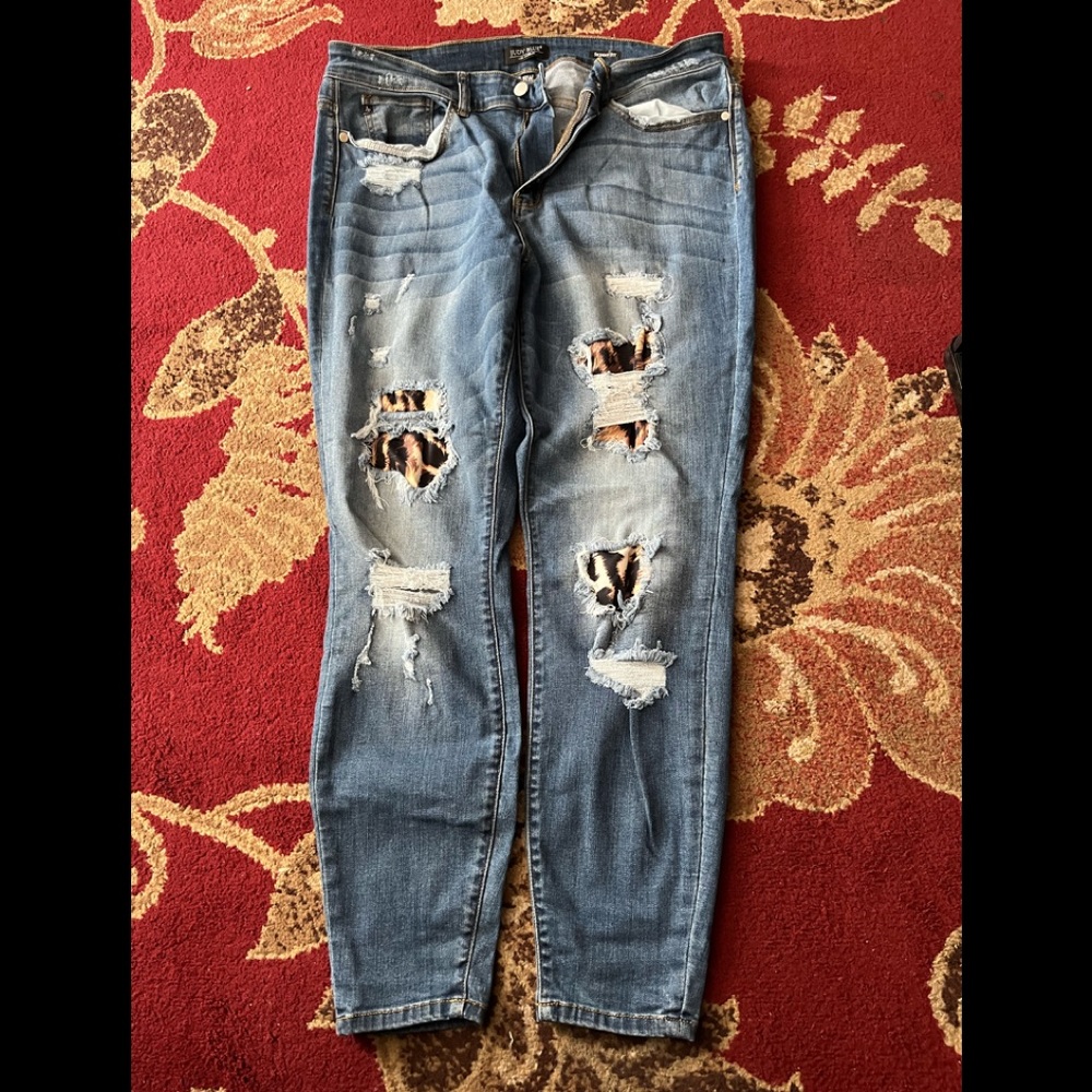 Judy Blue Skinny Jeans size 18w Leopard patch